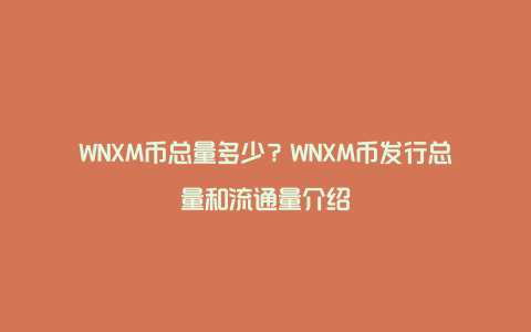 WNXM币总量多少?WNXM币发行总量和流通量介绍