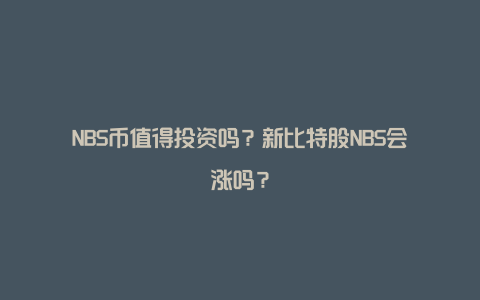 NBS币值得投资吗?新比特股NBS会涨吗?