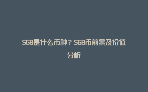 SGB是什么币种？SGB币前景及价值分析