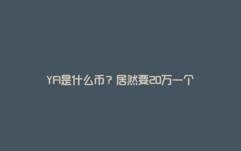 YFI是什么币?居然要20万一个