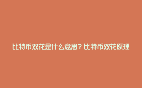比特币双花是什么意思?比特币双花原理