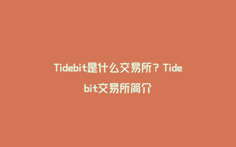 Tidebit是什么交易所?Tidebit交易所简介