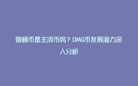 嫩模币是主流币吗?OMG币发展潜力深入分析