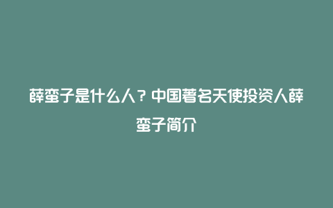 薛蛮子是什么人?中国著名天使投资人薛蛮子简介