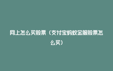 网上怎么买股票(支付宝蚂蚁金服股票怎么买)