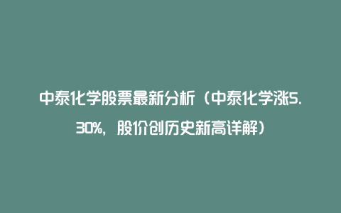 中泰化学股票最新分析(中泰化学涨5.30%,股价创历史新高详解)