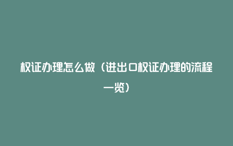 权证办理怎么做(进出口权证办理的流程一览)