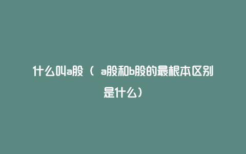 什么叫a股( a股和b股的最根本区别是什么)