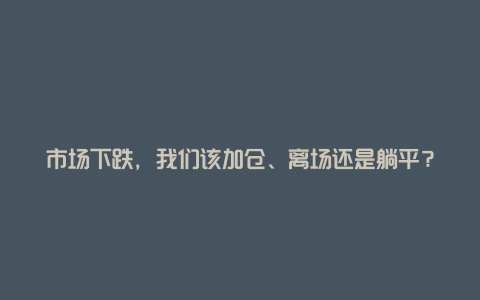 市场下跌，我们该加仓、离场还是躺平？