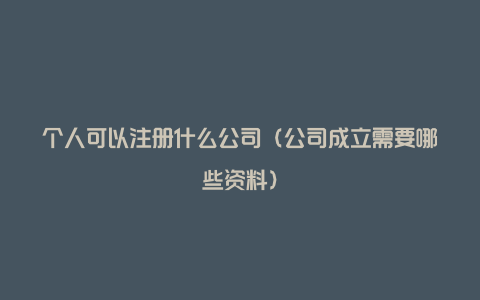 个人可以注册什么公司(公司成立需要哪些资料)