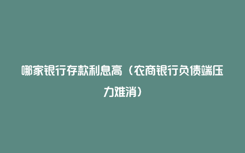 哪家银行存款利息高(农商银行负债端压力难消)