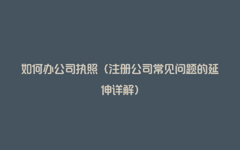 如何办公司执照(注册公司常见问题的延伸详解)