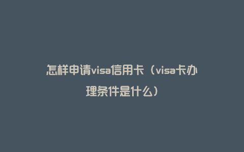 怎样申请visa信用卡(visa卡办理条件是什么)