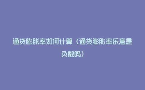 通货膨胀率如何计算(通货膨胀率乐意是负数吗)