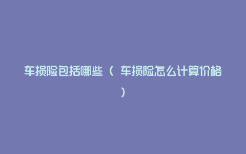 车损险包括哪些( 车损险怎么计算价格)