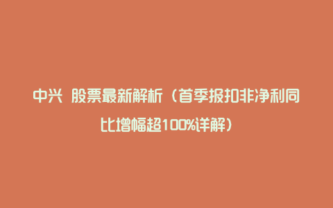 中兴 股票最新解析(首季报扣非净利同比增幅超100%详解)