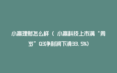 小赢理财怎么样( 小赢科技上市满“周岁”Q3净利润下滑33.5%)