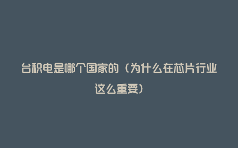 台积电是哪个国家的(为什么在芯片行业这么重要)