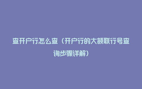 查开户行怎么查(开户行的大额联行号查询步骤详解)
