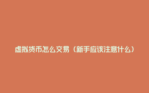 虚拟货币怎么交易(新手应该注意什么)