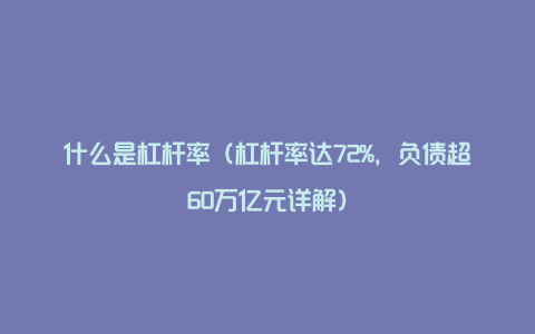 什么是杠杆率(杠杆率达72%,负债超60万亿元详解)