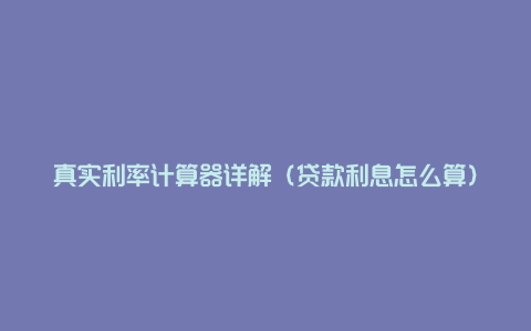 真实利率计算器详解(贷款利息怎么算)