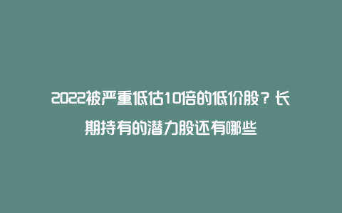 2022被严重低估10倍的低价股?长期持有的潜力股还有哪些