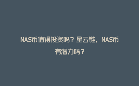 NAS币值得投资吗？星云链，NAS币有潜力吗？