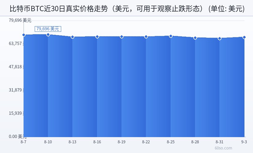 比特币BTC近30日真实价格走势(美元,可用于观察止跌形态)