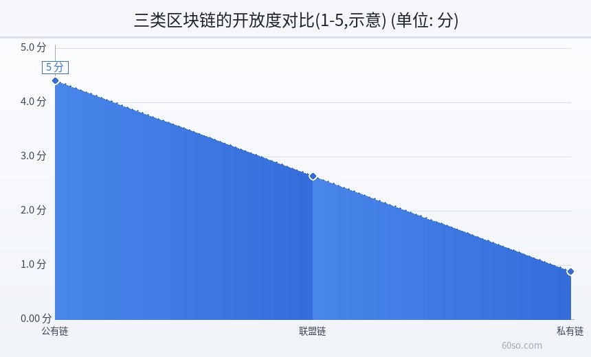 三类区块链的开放度对比(1-5,示意)