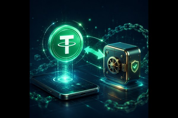 USDT转账到钱包概念图