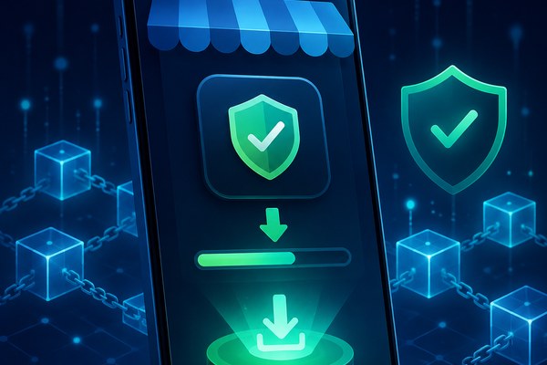 手机下载交易所APP防山寨示意