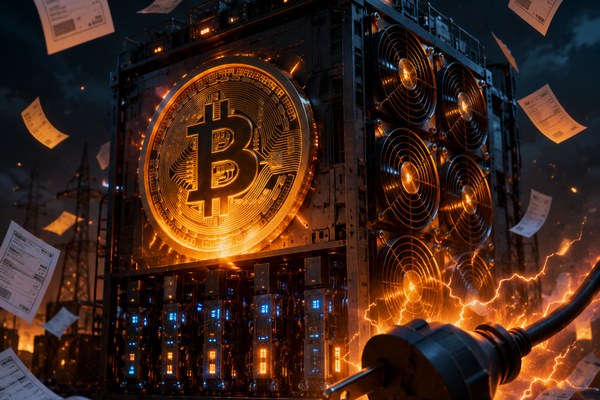 比特币矿机与电费关机价概念图
